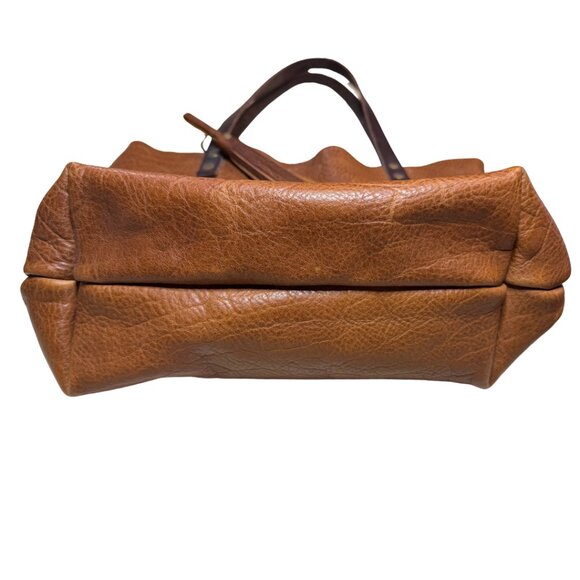 Portland Leather Classic Tote Bag Pebbled Nutmeg w Tassel Charm - Picture 3 of 11